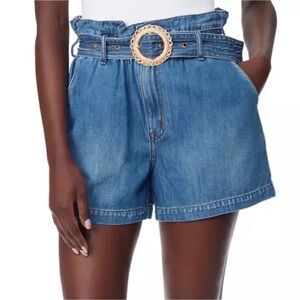 Sam Edelman Kira belted paper bag high waisted shorts with belt